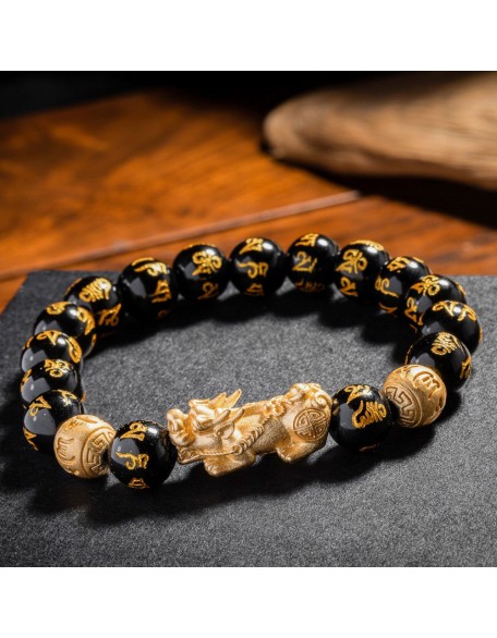 Feng Shui Pixiu Black Obsidian Wealth Bracelet - Attract Wealth
