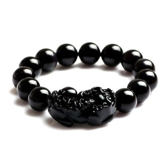Black Obsidian Pixiu Bracelet - Wealth Protection
