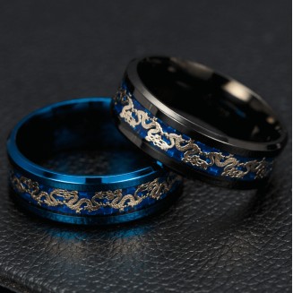 Chinese Dragon Inlay Ring - Attract Luck