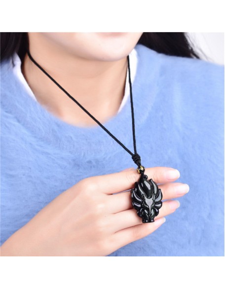 Nine-Tailed Fox Rainbow Obsidian Necklace - Love & Fidelity