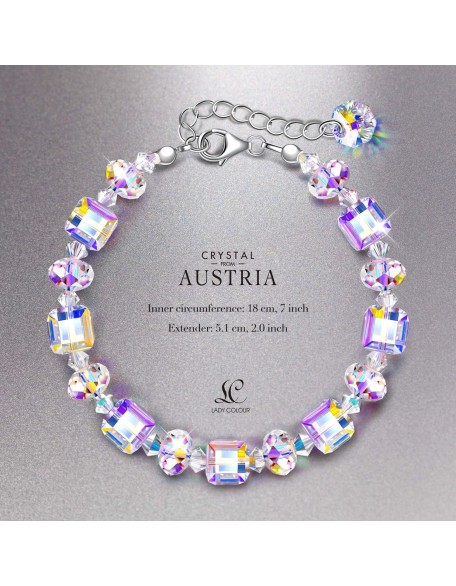  Sterling Silver Bracelets for Women Northern Lights Crystals Bracelet